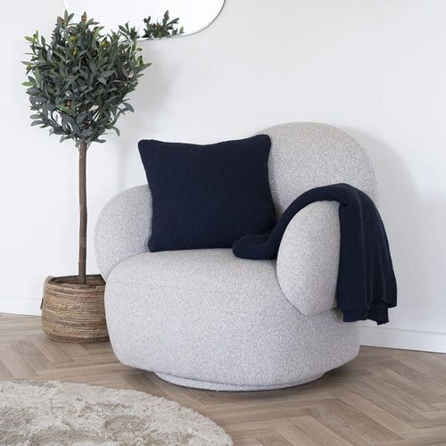 Plaid 130x160 Cm 100% Coton Recyclé Bleu Marine - Kapas