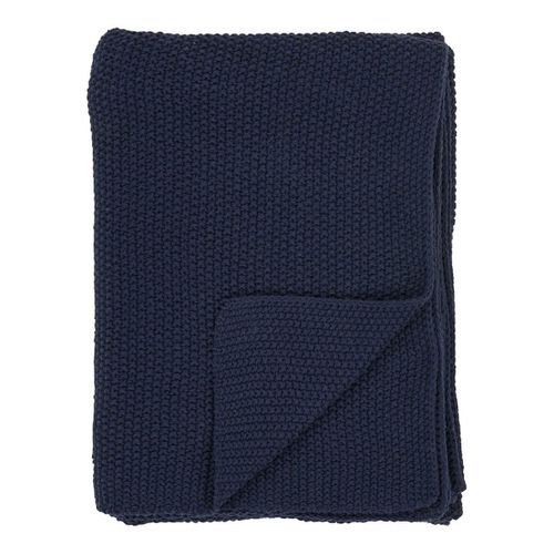 Plaid 130x160 Cm 100% Coton Recyclé Bleu Marine - Kapas