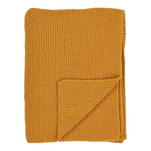 Plaid 130x160 Cm 100% Coton Recyclé Jaune Moutarde - Kapas