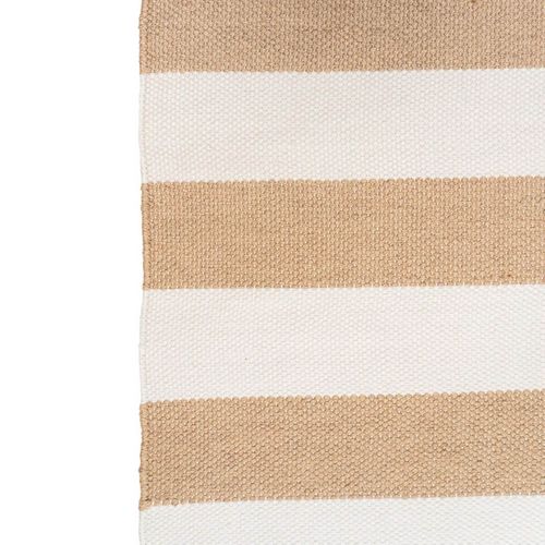 Tapis 140x200cm Pet Recyclé Rayé Beige Et Blanc - Rudy