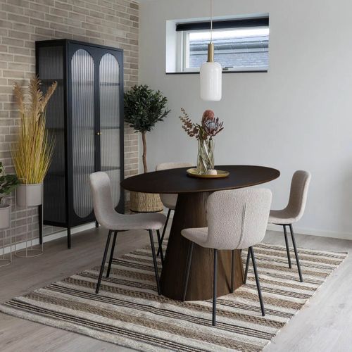 Table Ovale 160cm Pied Central Mdf Placage Noyer - Caracas