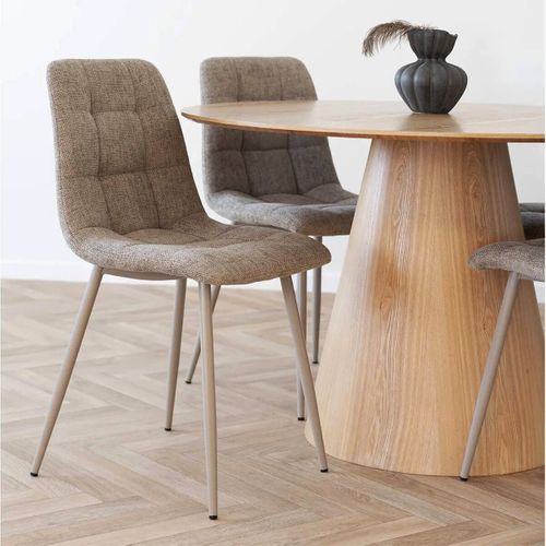 Table Ronde 120cm Pied Central Mdf Placage Frêne - Caracas