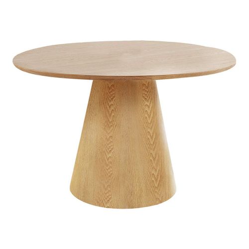 Table Ronde 120cm Pied Central Mdf Placage Frêne - Caracas