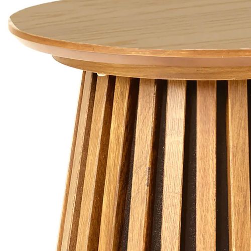 Table D'appoint Ronde Pied Central Relief Mdf Placage Chêne Clair - Dublin