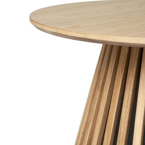 Table Basse Ronde Pied Central Relief Mdf Placage Chêne Clair - Dublin