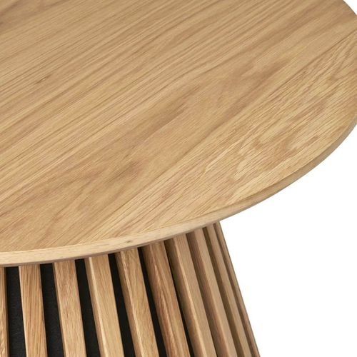 Table Basse Ronde Pied Central Relief Mdf Placage Chêne Clair - Dublin