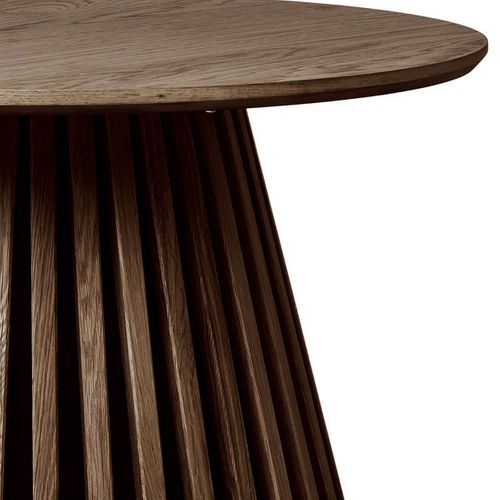 Table Basse Ronde Pied Central Relief Mdf Placage Chêne Fumé - Dublin