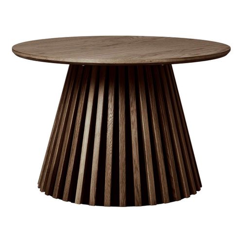 Table Basse Ronde Pied Central Relief Mdf Placage Chêne Fumé - Dublin