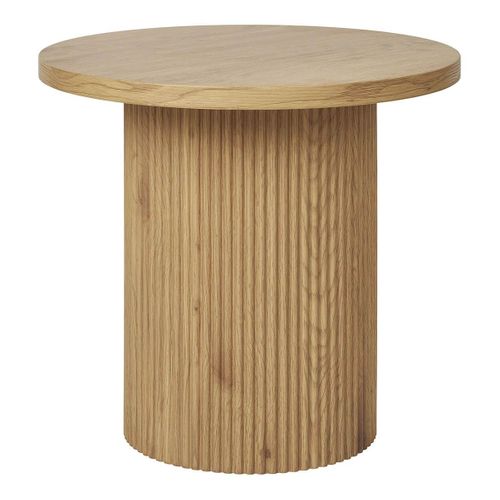 Table D'appoint Ronde Pied Central Relief Mdf Effet Bois Naturel - Ankara