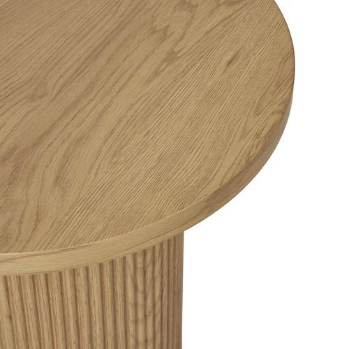 Table D'appoint Ronde Pied Central Relief Mdf Effet Bois Naturel - Ankara