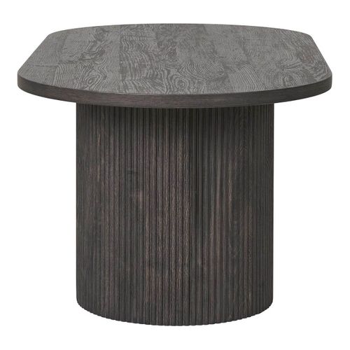 Table Basse Ovale Pieds Relief Mdf Effet Bois Foncé - Ankara