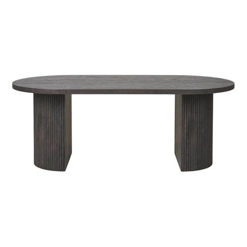 Table Basse Ovale Pieds Relief Mdf Effet Bois Foncé - Ankara