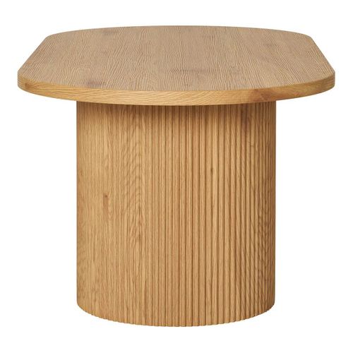 Table Basse Ovale Pieds Relief Mdf Effet Bois Naturel - Ankara