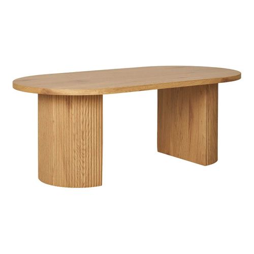 Table Basse Ovale Pieds Relief Mdf Effet Bois Naturel - Ankara