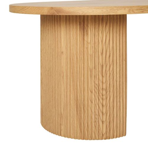 Table Basse Ovale Pieds Relief Mdf Effet Bois Naturel - Ankara