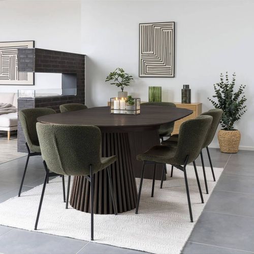 Table Extensible Ronde Pied Central Relief Mdf Placage Chêne Fumé - Dublin