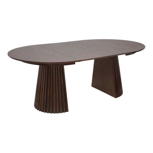 Table Extensible Ronde Pied Central Relief Mdf Placage Chêne Fumé - Dublin