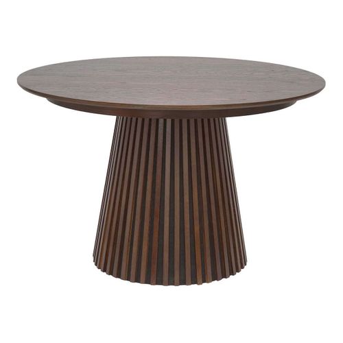 Table Extensible Ronde Pied Central Relief Mdf Placage Chêne Fumé - Dublin