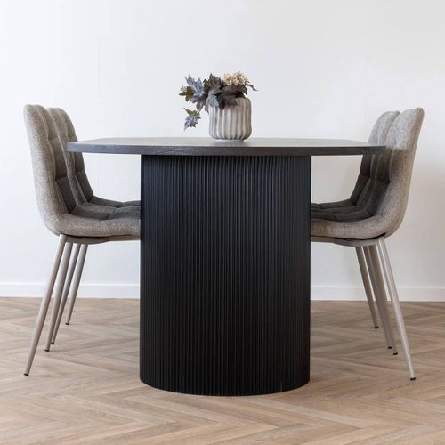 Table Repas Ovale Pieds Relief Mdf Effet Bois Foncé - Ankara