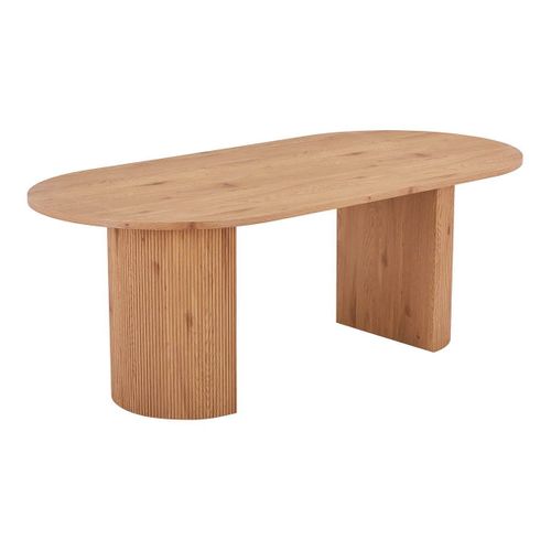 Table Repas Ovale Pieds Relief Mdf Effet Bois Naturel - Ankara