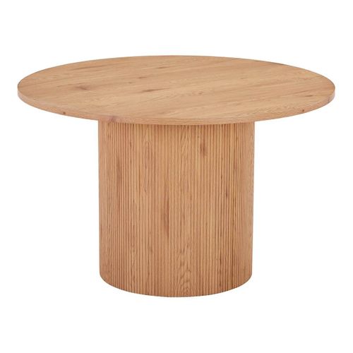 Table Repas Ronde 120cm Pieds Relief Mdf Effet Bois Naturel - Ankara