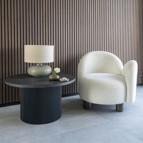 Table Basse Ronde 80cm Pieds Relief Mdf Effet Bois Foncé - Ankara