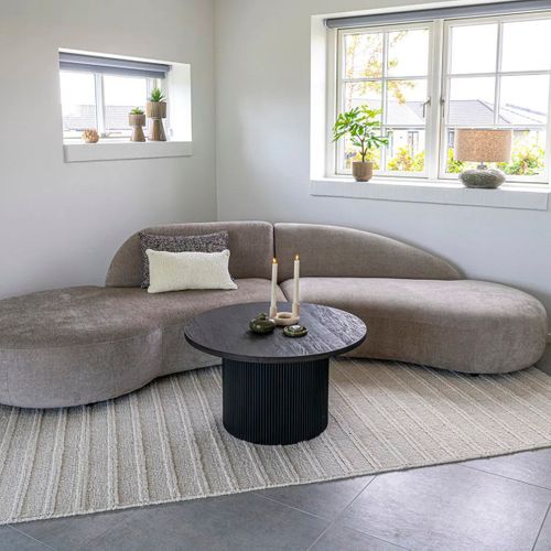 Table Basse Ronde 80cm Pieds Relief Mdf Effet Bois Foncé - Ankara