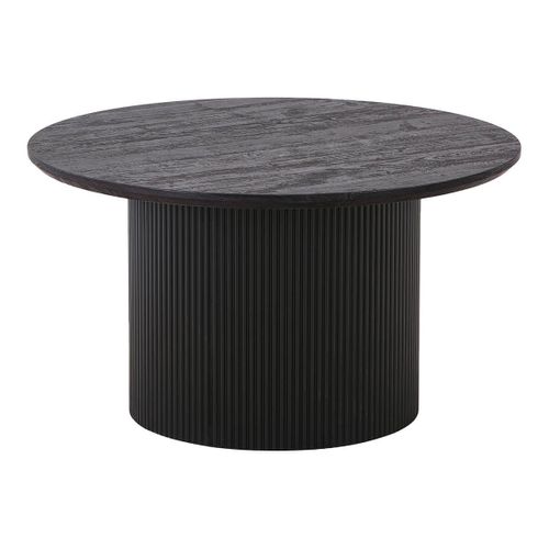 Table Basse Ronde 80cm Pieds Relief Mdf Effet Bois Foncé - Ankara
