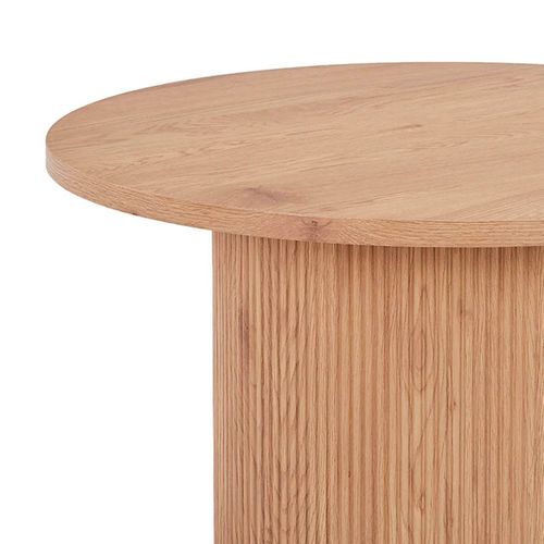 Table Basse Ronde 80cm Pieds Relief Mdf Effet Bois Naturel - Ankara