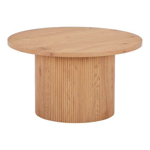 Table Basse Ronde 80cm Pieds Relief Mdf Effet Bois Naturel - Ankara