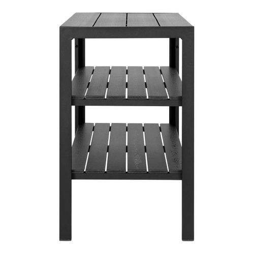 Desserte à Roulettes Noires En Aluminium Et Plateaux Effet Bois - Paulette