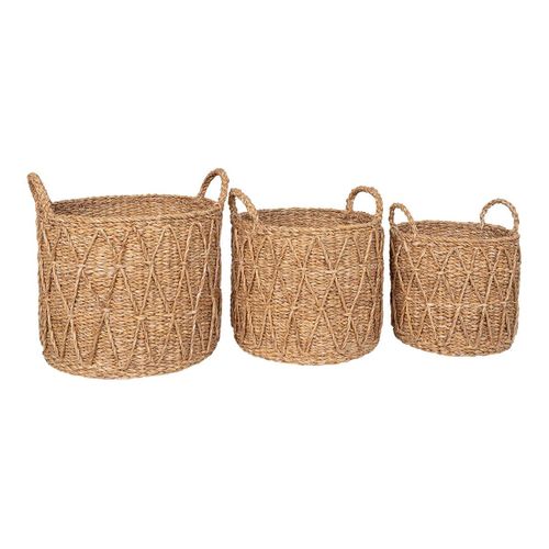 Lot De 3 Cache-pots En Fibre Naturelle Tressée Avec Anses - Laurette