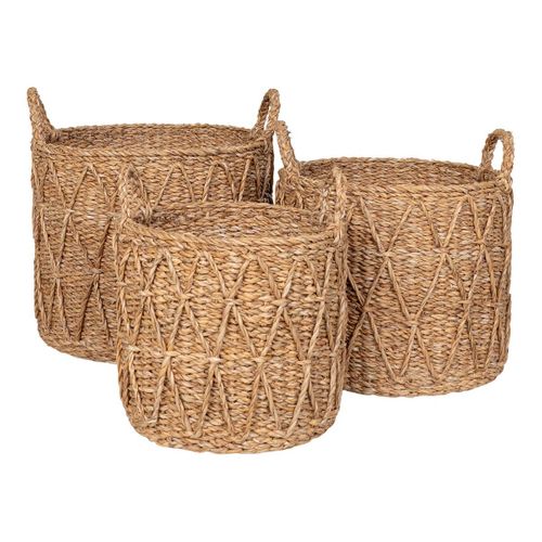 Lot De 3 Cache-pots En Fibre Naturelle Tressée Avec Anses - Laurette