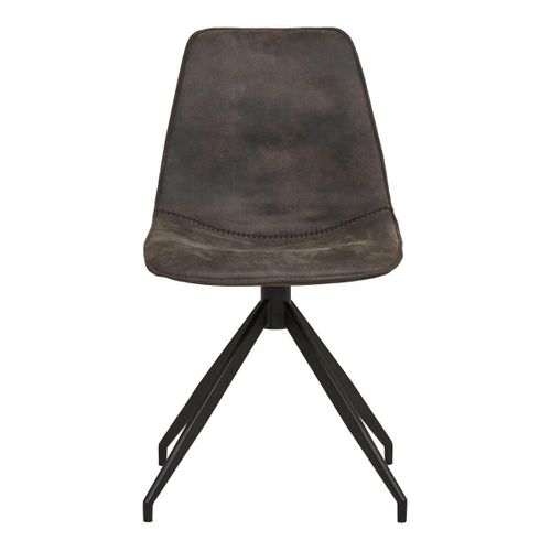 Lot De 4 Chaises Tissu Microfibre Gris Foncé Pied Pivotant Métal Noir - Jacob