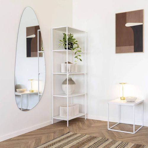 Bout De Canapé Carré Acier Et Aspect Bois Blanc - Harald