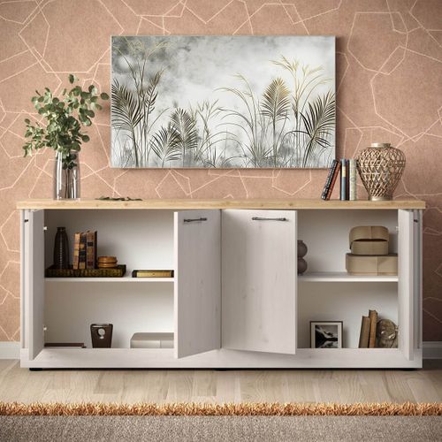 Buffet 4 Portes Aspect Chêne Blanchi Et Chêne Clair - Nashvil