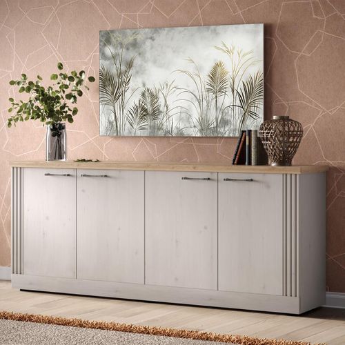 Buffet 4 Portes Aspect Chêne Blanchi Et Chêne Clair - Nashvil