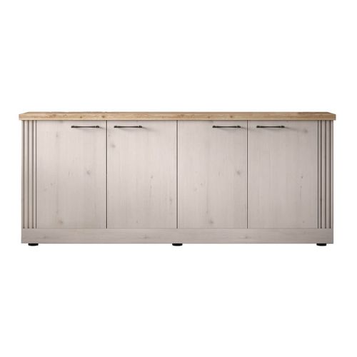 Buffet 4 Portes Aspect Chêne Blanchi Et Chêne Clair - Nashvil