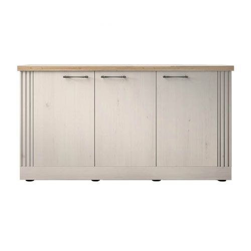 Buffet 3 Portes Aspect Chêne Blanchi Et Chêne Clair - Nashvil