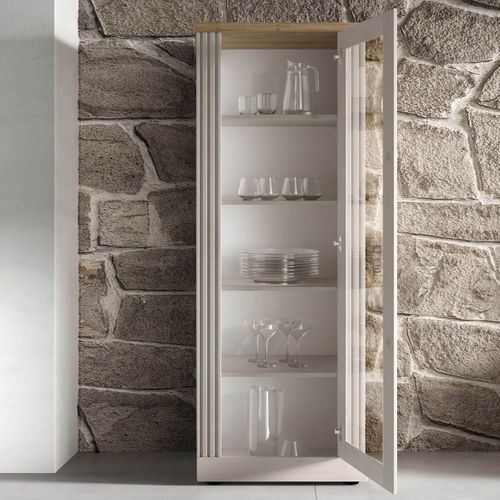 Vitrine 1 Porte Aspect Chêne Blanchi Et Chêne Clair - Nashvil