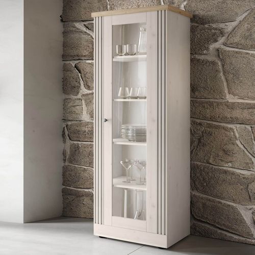 Vitrine 1 Porte Aspect Chêne Blanchi Et Chêne Clair - Nashvil