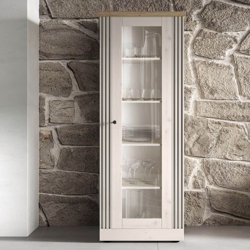 Vitrine 1 Porte Aspect Chêne Blanchi Et Chêne Clair - Nashvil