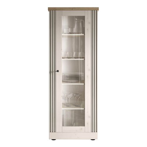 Vitrine 1 Porte Aspect Chêne Blanchi Et Chêne Clair - Nashvil
