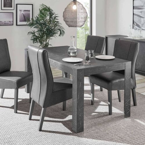 Table Repas Rectangulaire 180cm Aspect Marbre Gris Anthracite - Piralia