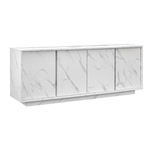 Buffet 4 Portes Aspect Marbre Blanc - Piralia