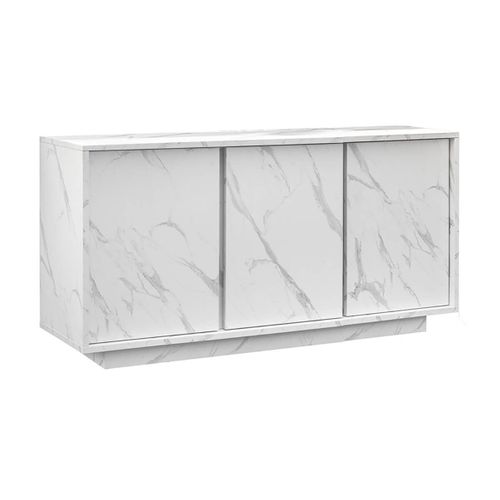 Buffet 3 Portes Aspect Marbre Blanc - Piralia
