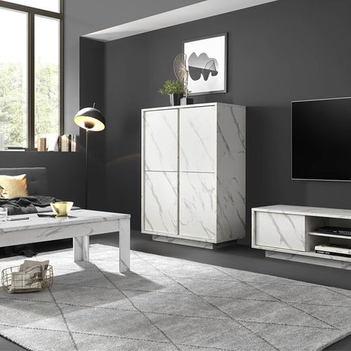 Ensemble Salon Complet Aspect Marbre Blanc - Piralia