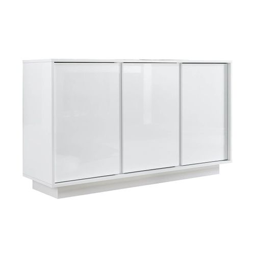 Buffet 3 Portes Finition Blanc Laqué Brillant Weiss - Lysiane