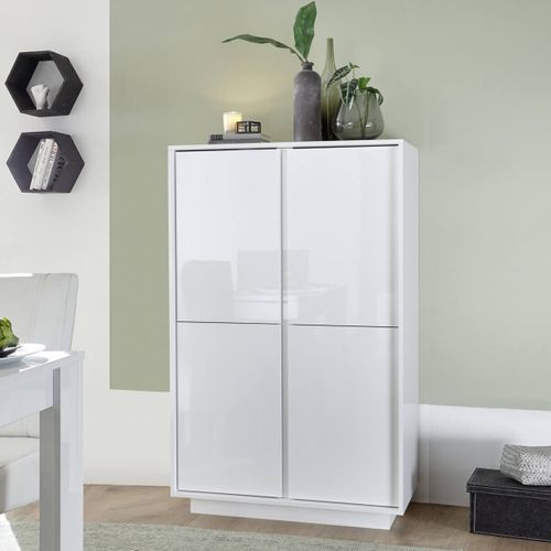 Argentier 4 Portes Finition Blanc Laqué Brillant Weiss - Lysiane