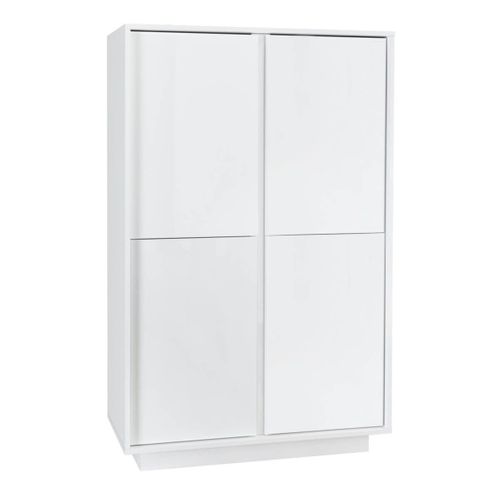 Argentier 4 Portes Finition Blanc Laqué Brillant Weiss - Lysiane